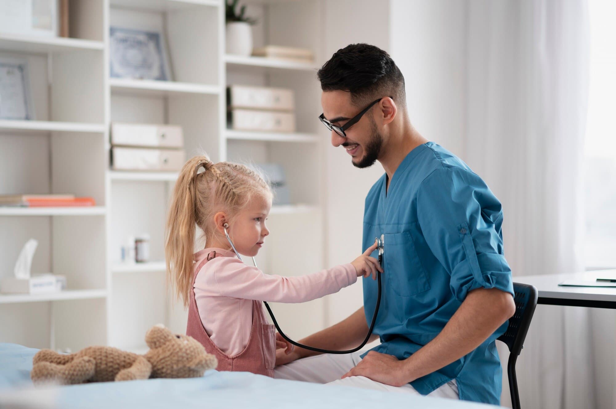 A child being assessed by a clinician at ScanAlign